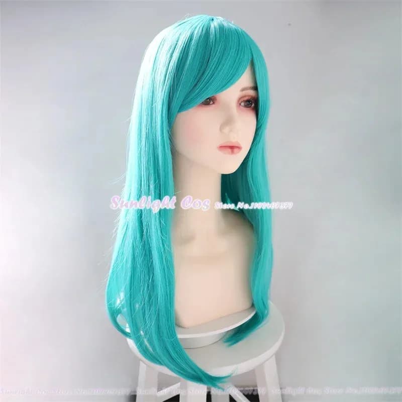 Available Soul Bulma Buruma Cosplay 65 cm Long Green Hair Women's Party Heat Resistant Wigs Rabbit Earrings + Free Wig Ck;3, c'5.b;8'