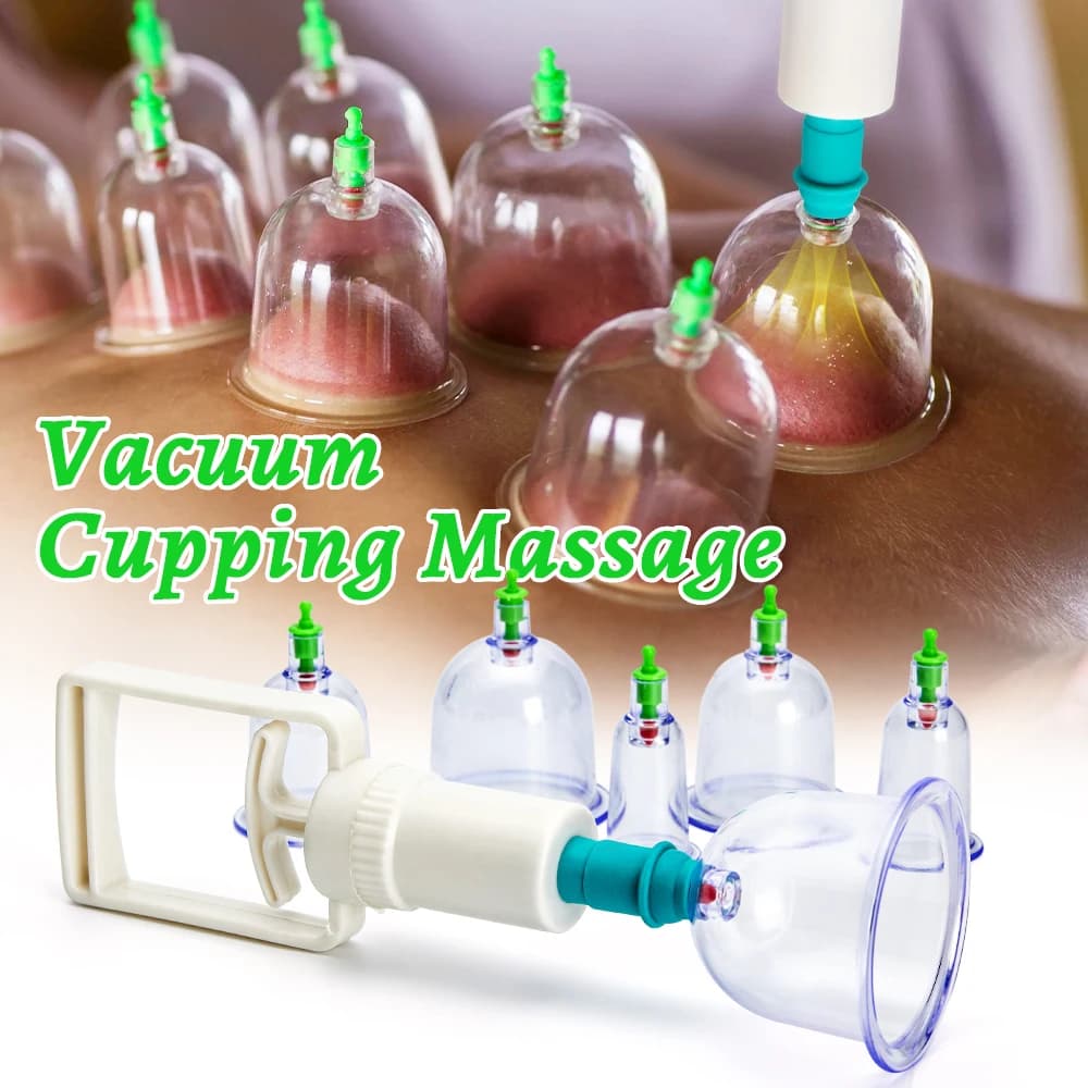 Vacuum Cover Set 6/12 Pieces with Pump Gun, Back and Body Massage Covers, Detox Anti-Cellulite Therapy, Health Care Bars