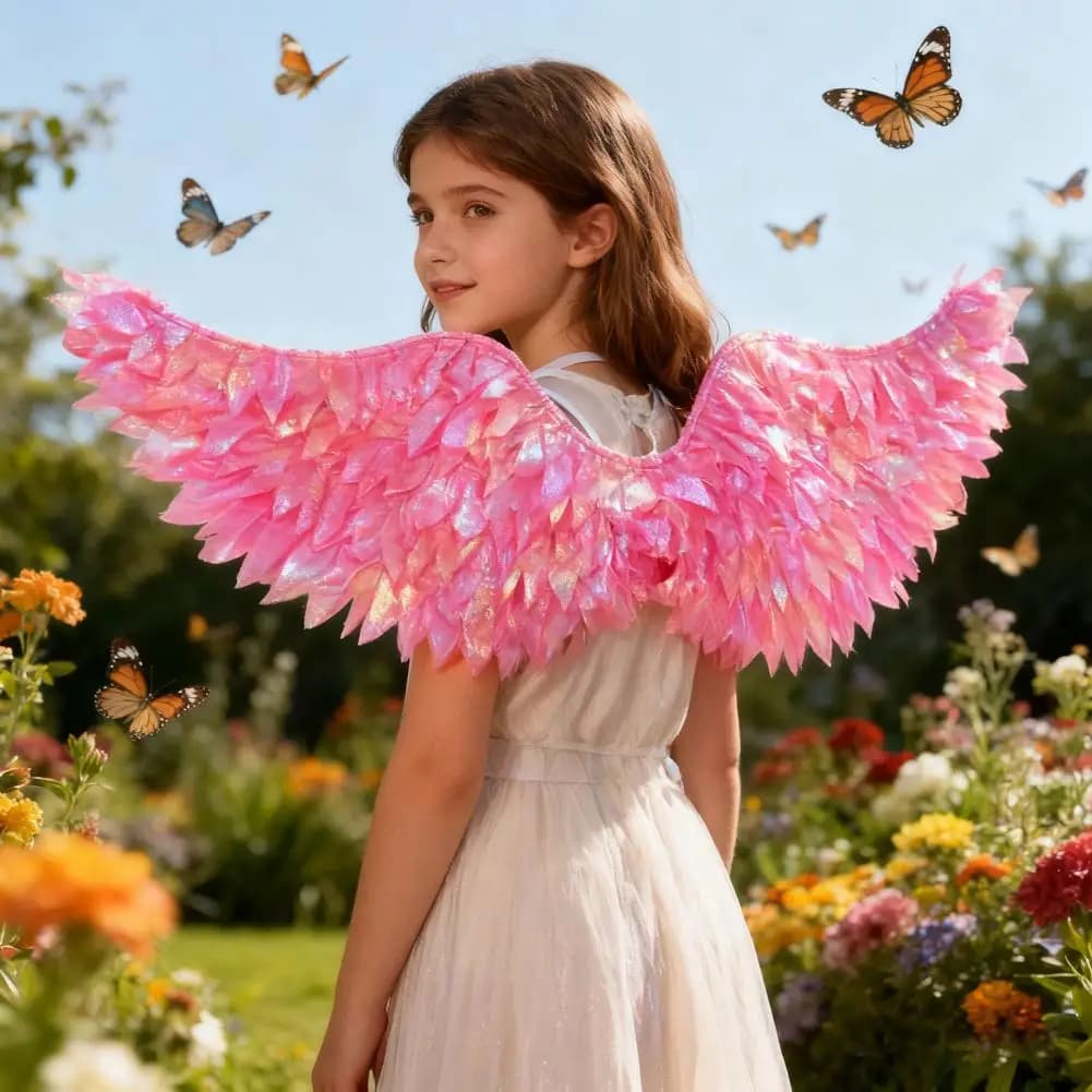 Illuminare le ali di piume Ali d'angelo per bambini Costume Prop Spettacolo teatrale Ali di fata per spettacoli di Natale cosplay