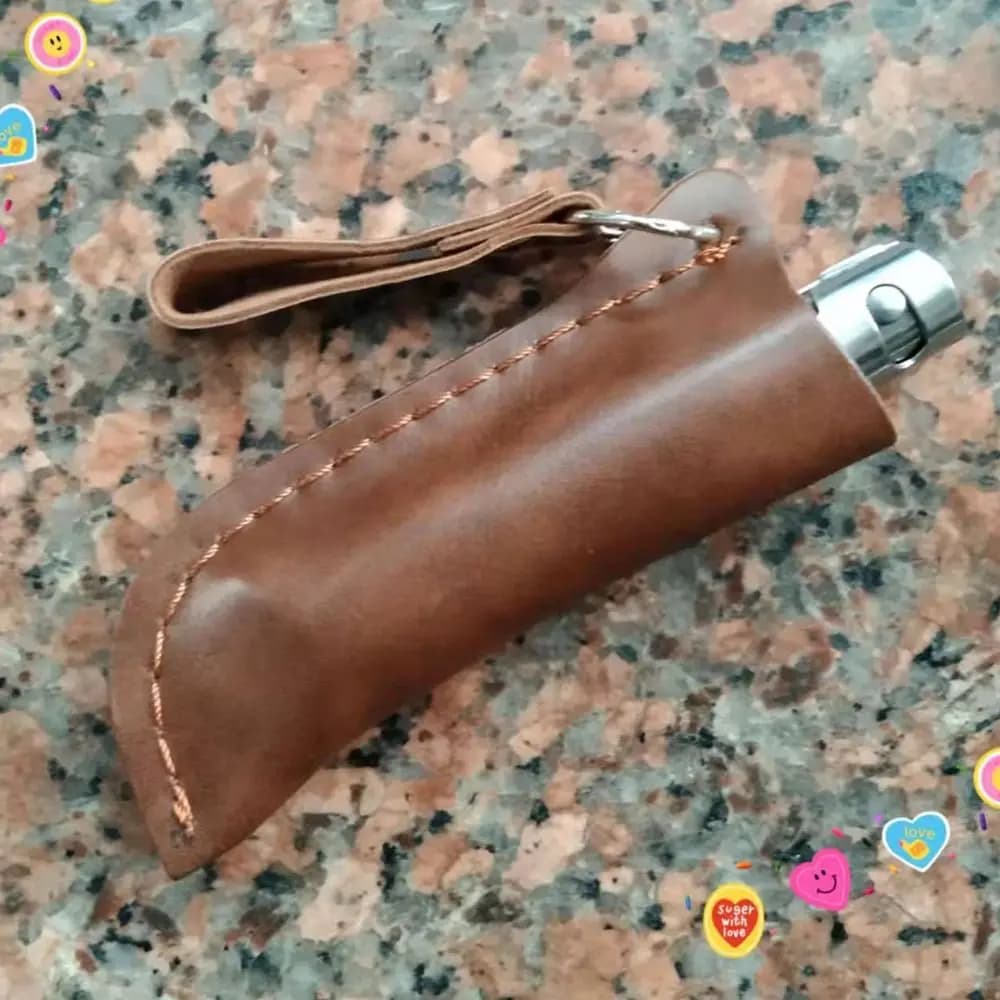 Attrezzatura da esterno Tasca da caccia Fodero in pelle Custodia con anello per cintura Coltello dritto Custodia per torcia da trasporto all'aperto
