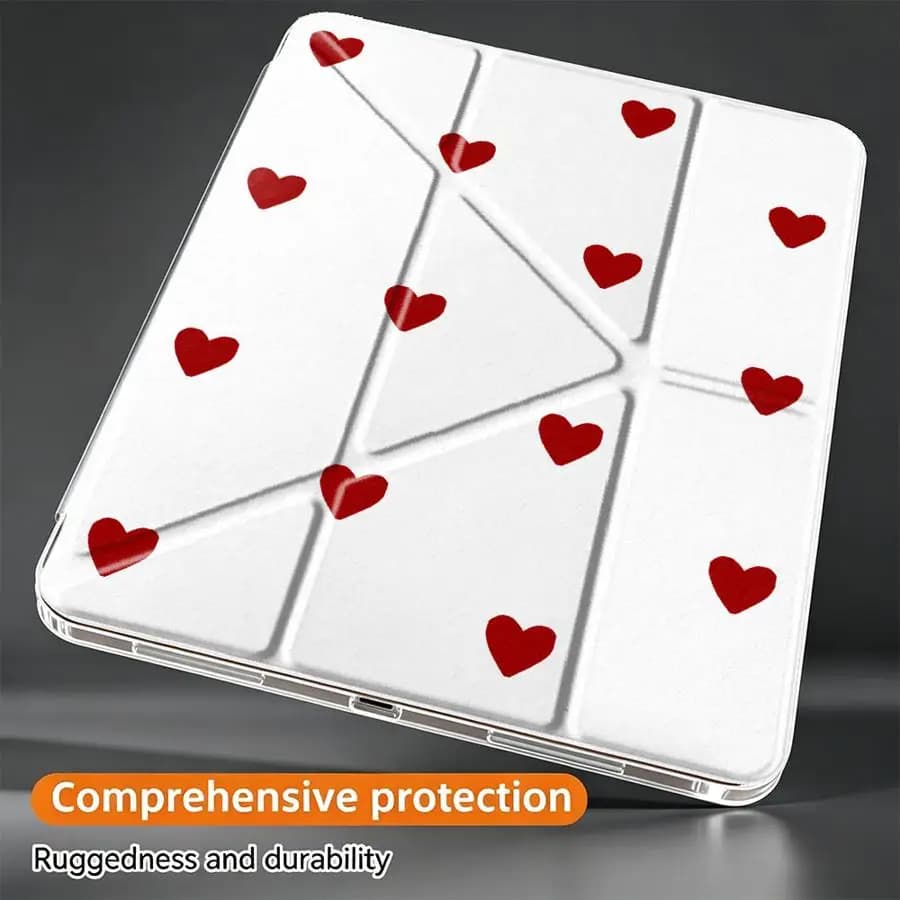Red Heart Tablet Case For iPad Pro 13 2025 2026 9th 12th 11th Mini 7 6 5 10th Gen Air 8 M2 M3 3 With Pen Slot Cover