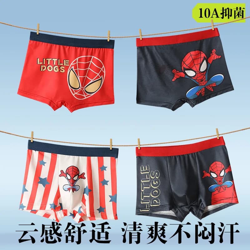 4 pezzi di biancheria intima Marvel per ragazzi, biancheria intima in cotone, fantastici boxer per bambini con stampa Spiderman, comodi e traspiranti, pantaloncini per bambini Gif