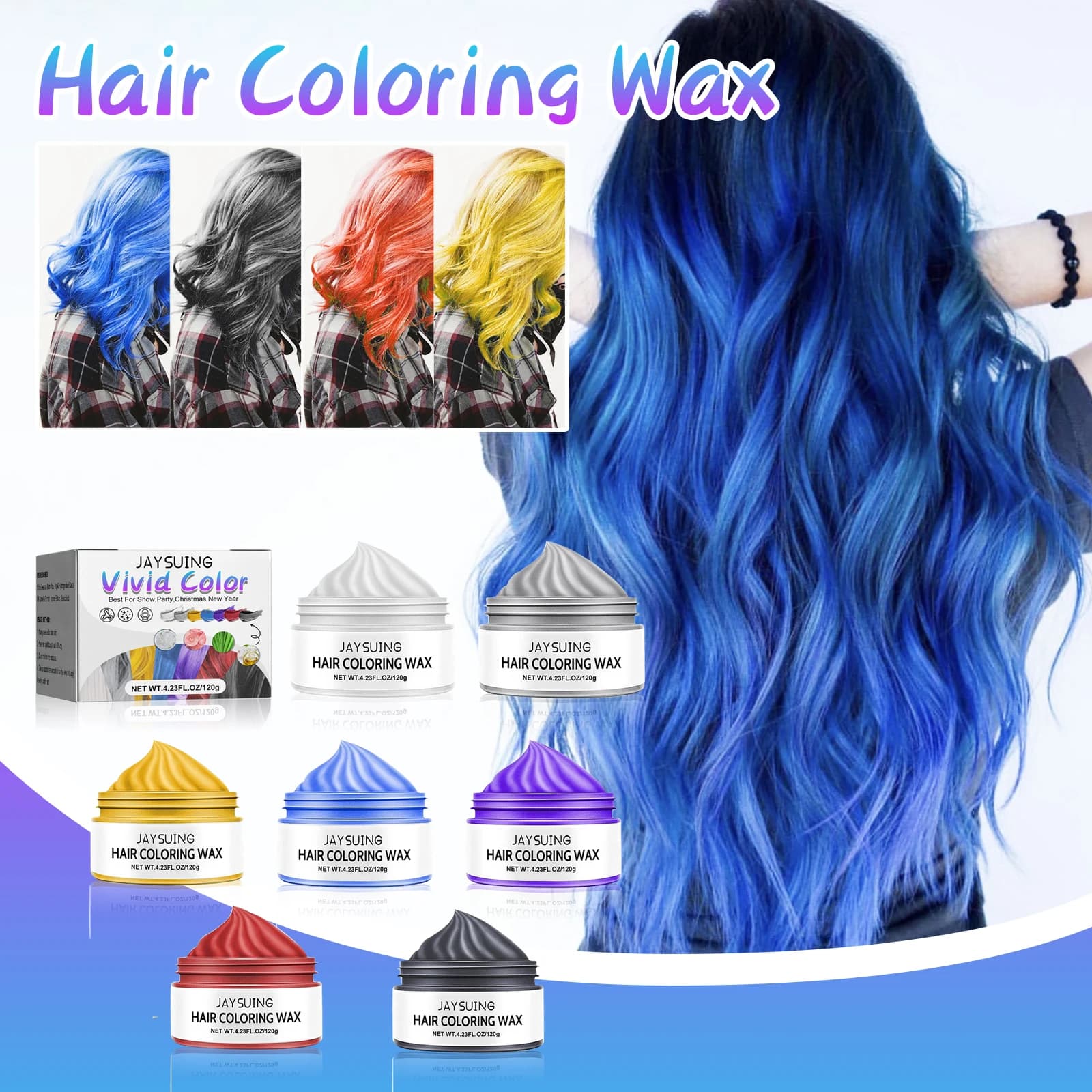 Tintura istantanea per cera per capelli, cera colorante per capelli naturale, cera per capelli soffice e opaca per crema per acconciature idratante e Anti-spacco