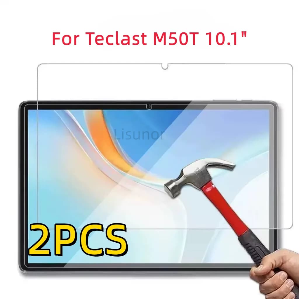 2 PCS 9H Tempered Glass Tablet Screen Protector For Teclast M50T 10.1 Inch Anti-Fingerprint HD Clear Protective Film
