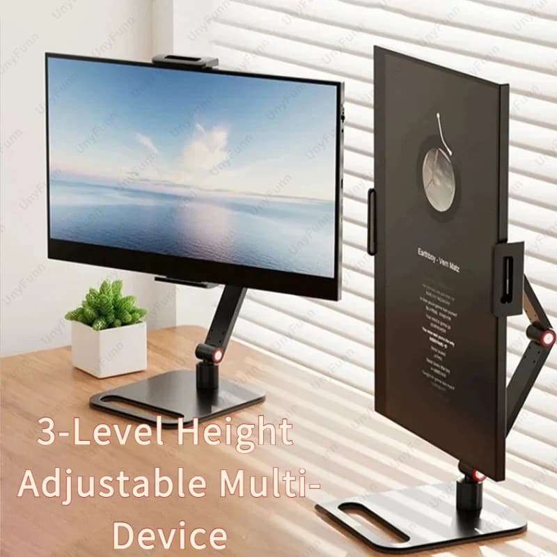 Universal Support for Monitor and Laptop Adjustable to 3 Levels, Tablet and Phone Foldable Desk Support, Multi-Standard Device