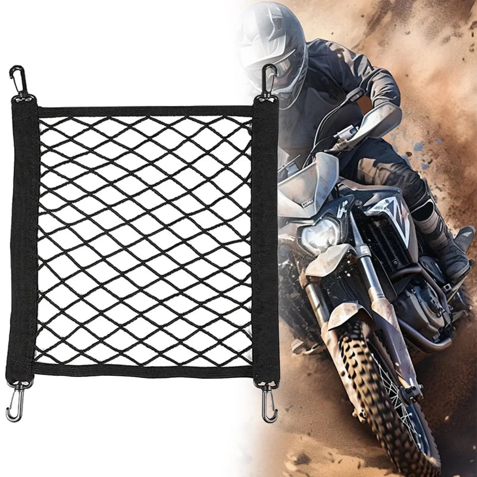 Adjustable Luggage Net Bike Cargo Net Thicken Storage Straps Cargo Net For Motorcycle For E-bike Helmet Camping Climbing Riding