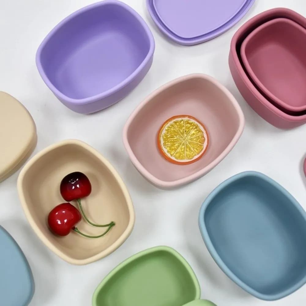 Food Grade Silicone Lunch Box with Lid 200/300/600ML Microwave Oven Lunch Box BPA-Free Fresh Keeping Storage Box Dishwasher Safe
