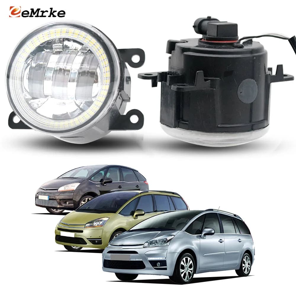 PTF LED Fendinebbia for Citroen C4 Picasso, C4 Grand Picasso 2006-2013 Angel Eyes Rings DRL Daylight 30W with lens