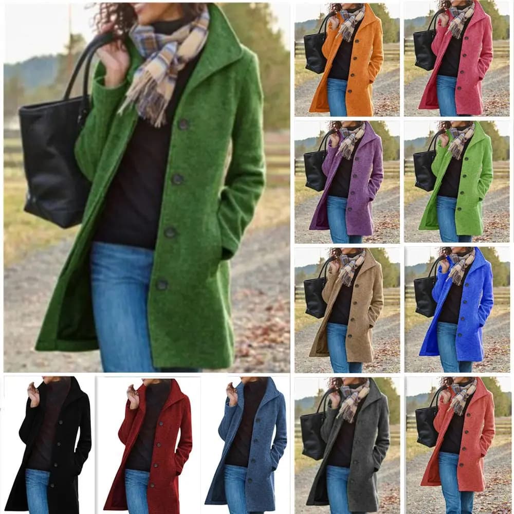 Cross-Border 2026 Autumn Winter Hot Thickened Woolen Women's Mid-Length Amazon Quality Coat