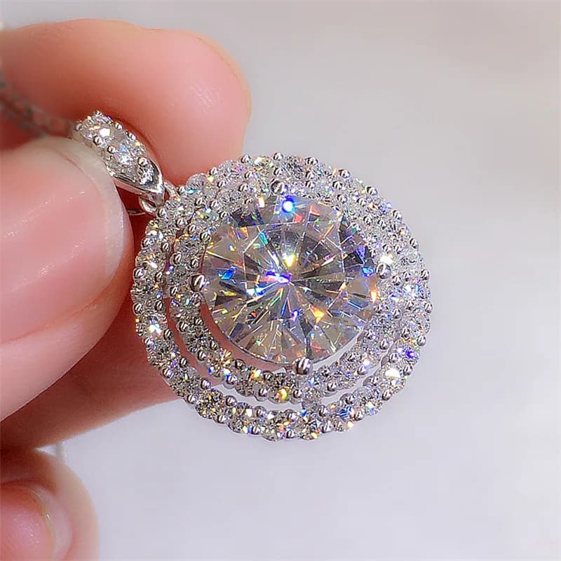 Nuovo Design 2026: Set di Ciondoli Rotondi con Zirconia Scintillante - Collana Versatile Personalizzata in Argento per Donna