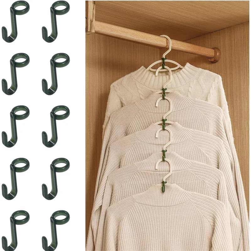 50pcs Mini plastic clothes hangers for wardrobe connector waterfall closet hangers Organizer Rack Holder tools space saving