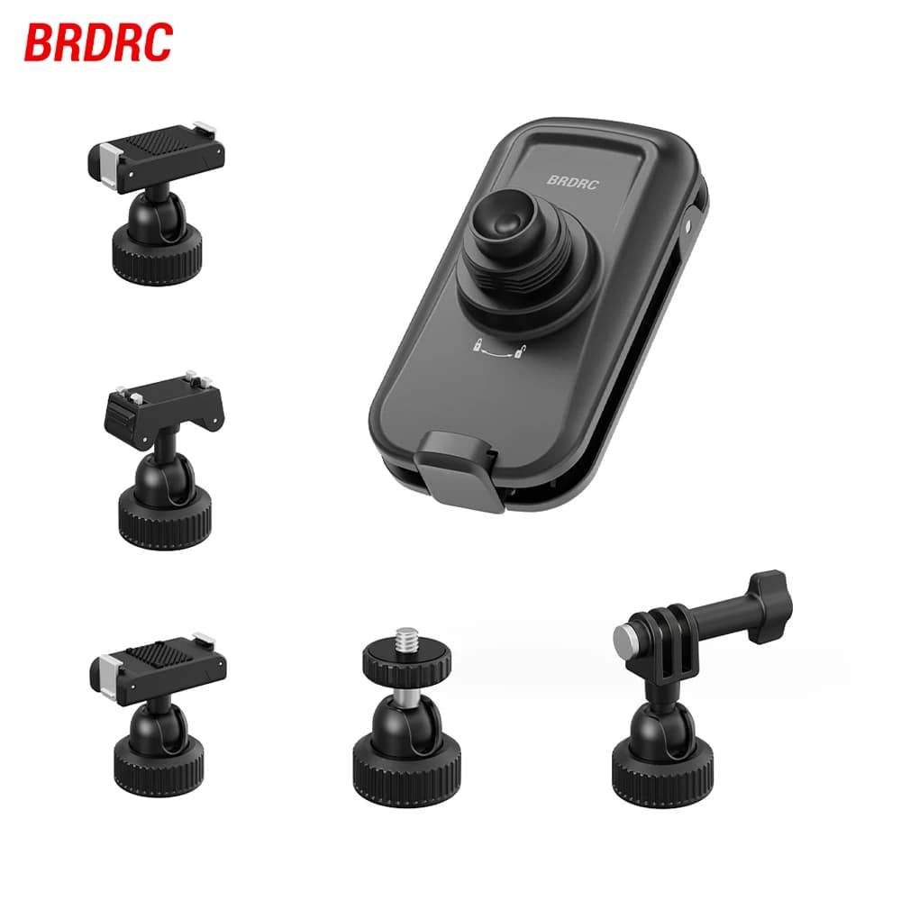 Clip Magnetica per Zaino BRDRC per Accessori Fotocamera DJI Action 6/5 Pro/4 360 ° Adattatore a Sgancio Rapido con Piastra di Fissaggio Rotante