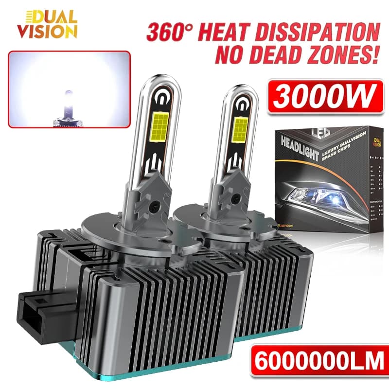 Kit Luci LED Dualvision D1S D3S Xenon HID, Fari LED D2S D4S Canbus 6000000LM, Lampadine per Auto Turbo Plug&Play 6500K
