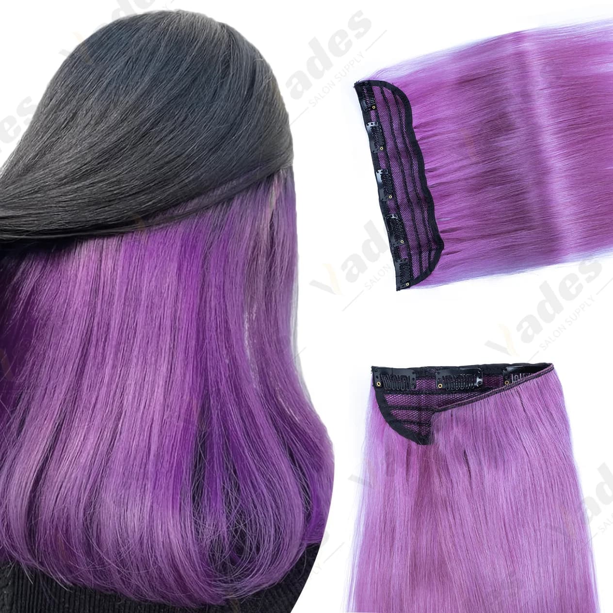 Extension for Elegant Hair from 40CM with 4 Clips, Colored Rainbow or Monocolor, Ideal for Party, 40G
