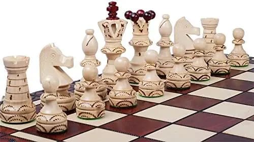 Set di Scacchi in Legno Artigianale con Scacchiera Pieghevole, 21 Pollici