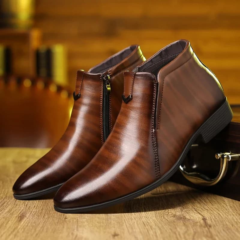 Stivali da uomo Stivali in pelle di lusso Stivali da moto alla moda Stivaletti classici con cerniera laterale Stivaletti da lavoro da uomo Botas Hombre