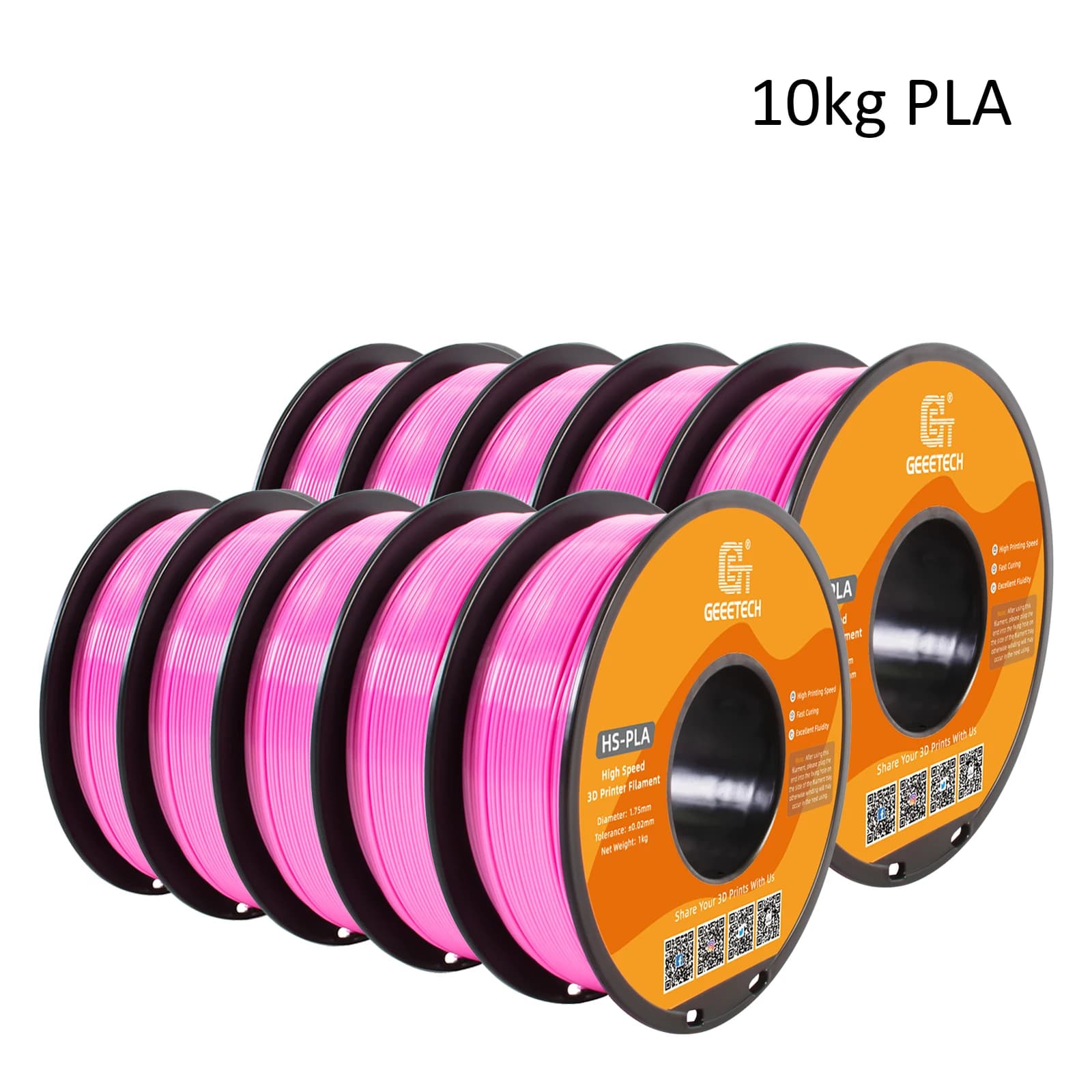 3D Printer Filament GEEETECH 10 kg high speed PLA 1 kg 1.75 mm, faster curing and printing speed, higher print quality
