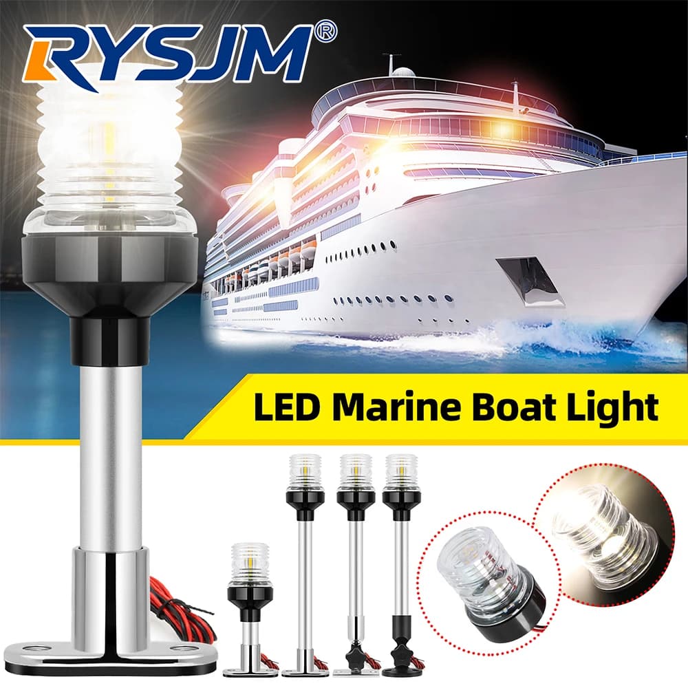 Luce di Navigazione a LED per Imbarcazioni Marine, Luce di Ancoraggio Pieghevole a 360 Gradi, Luce di Segnalazione per Yacht, Lampada per Barche 12~24V