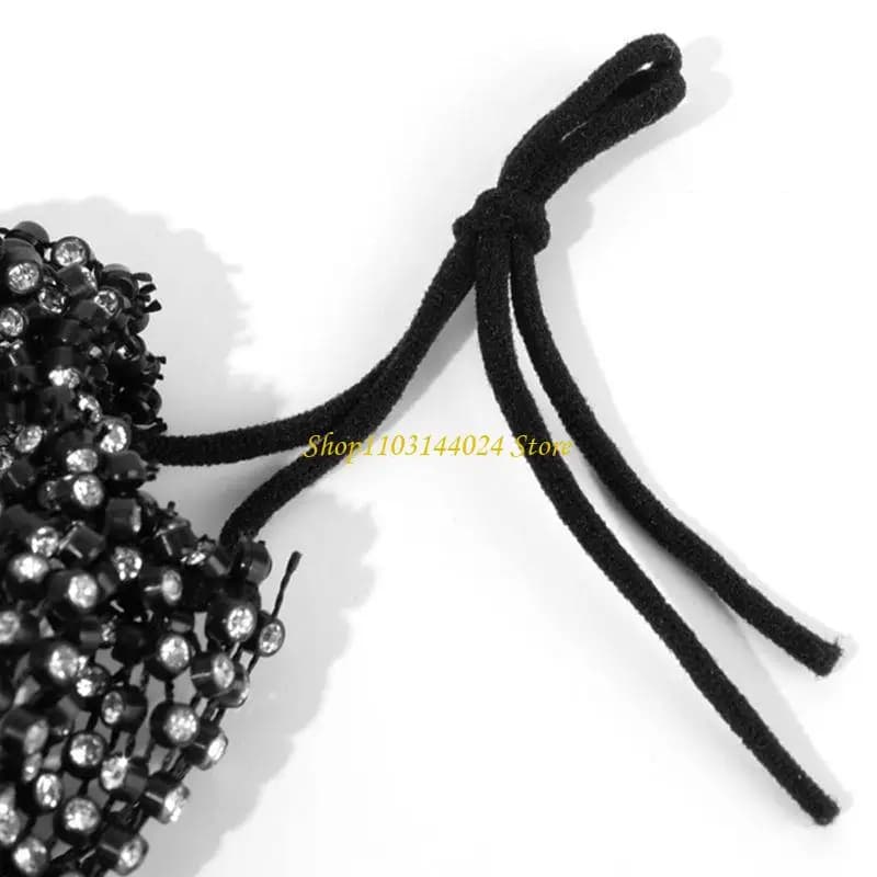 N5KE Shiny Rhinestones Mask Face Decor Jewelry Glitter Crystal Elastic Face Coveri