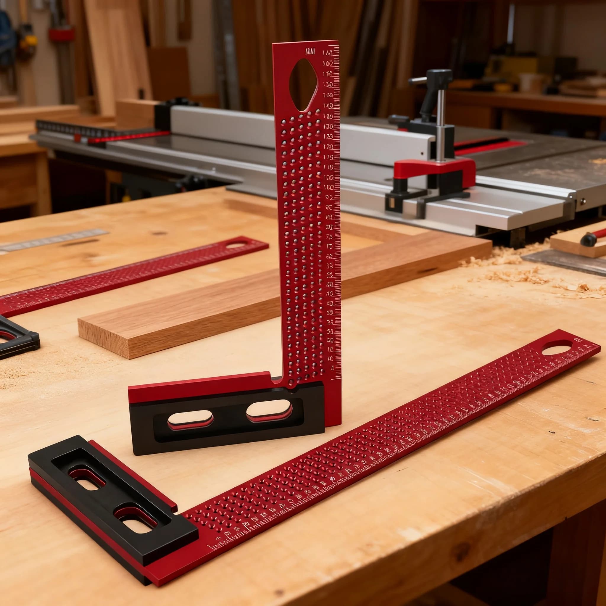 Righello di misurazione di precisione in lega di alluminio da 300 mm/200 mm, goniometro per marcatura multi-angolo Strumento quadrato a L Righello di misurazione e scrittura