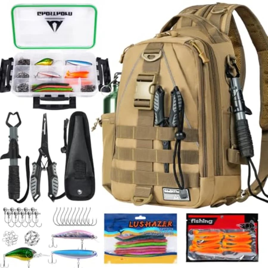 Fishing backpack with Toolboxes, Fish pliers, Pliers to grab Fish, Esche, Waterproof Bag for Tools with Candle, Fishing Accessories