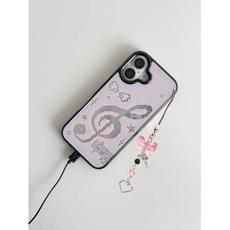 INS Korean Pink Mosaic Music Notes Phone Case For IPhone 17 Air 16 15 14 12 13 11 Pro Max Mini 78Plus Anti Fall Back Y2k Cover