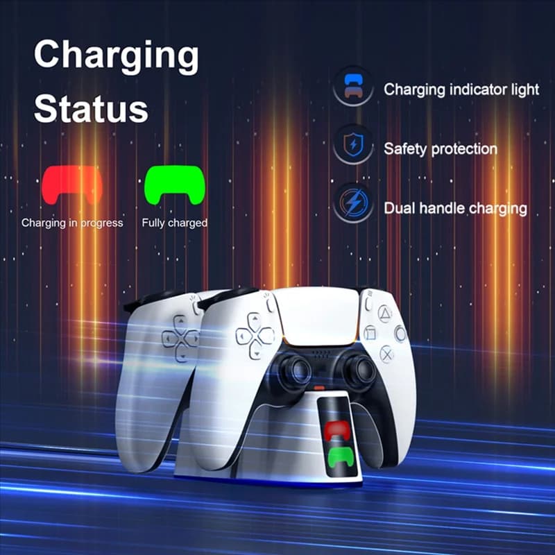 Stazione di ricarica controller A29F per stazione di ricarica rapida PS5 con accessori dock per caricabatterie a doppio supporto con luce a LED