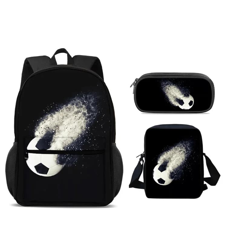 Soccer backpack, pencil case, shoulder bag 3Pcs Set, sports style, football, best partner for male and female students in school