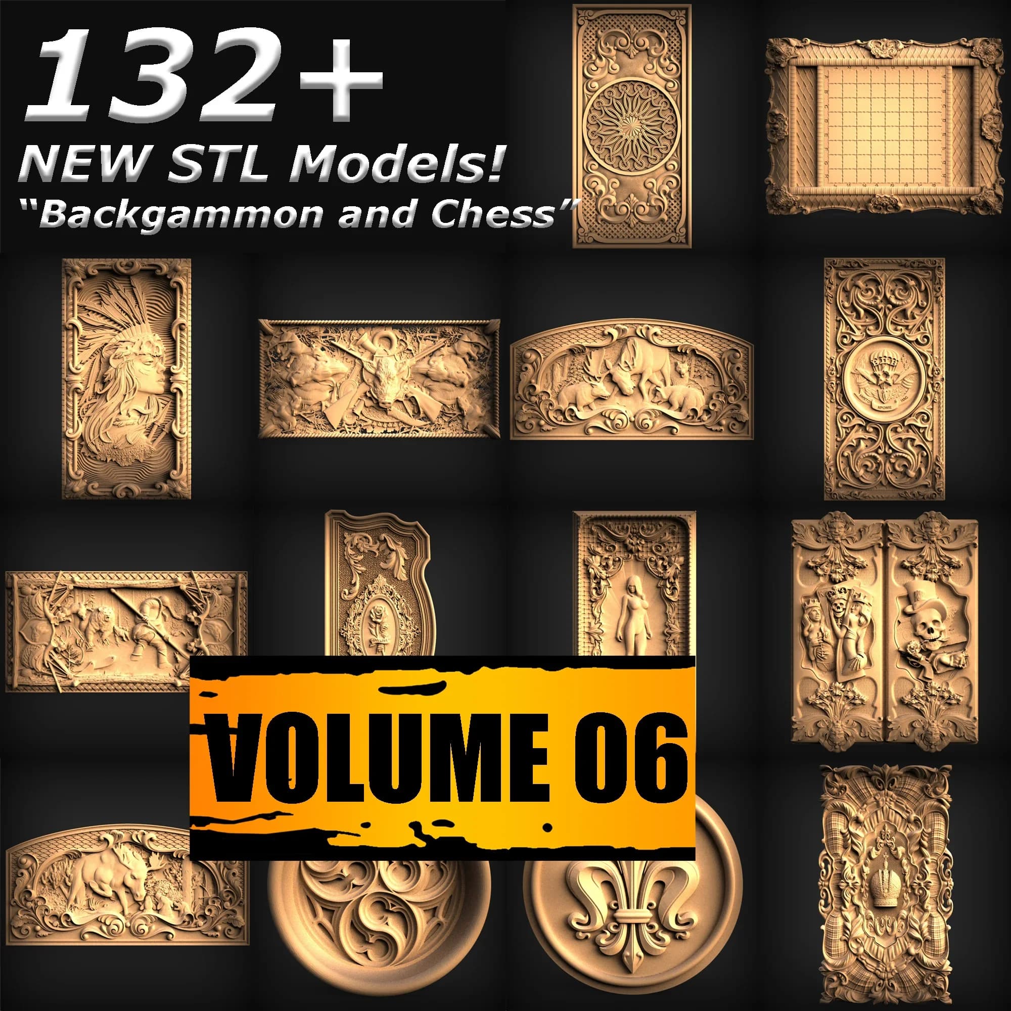 132+ Collezione di modelli Backgammon STL e Scacchi 3D STL per CNC