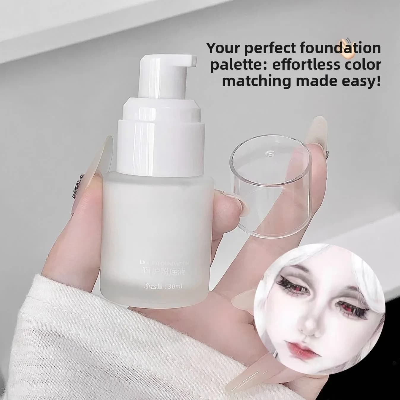 Fondotinta Liquido Bianco Opaco - Copertura Modulabile, Primer e Correttore in Stick, Impermeabile e a Lunga Durata per Halloween e Cosplay