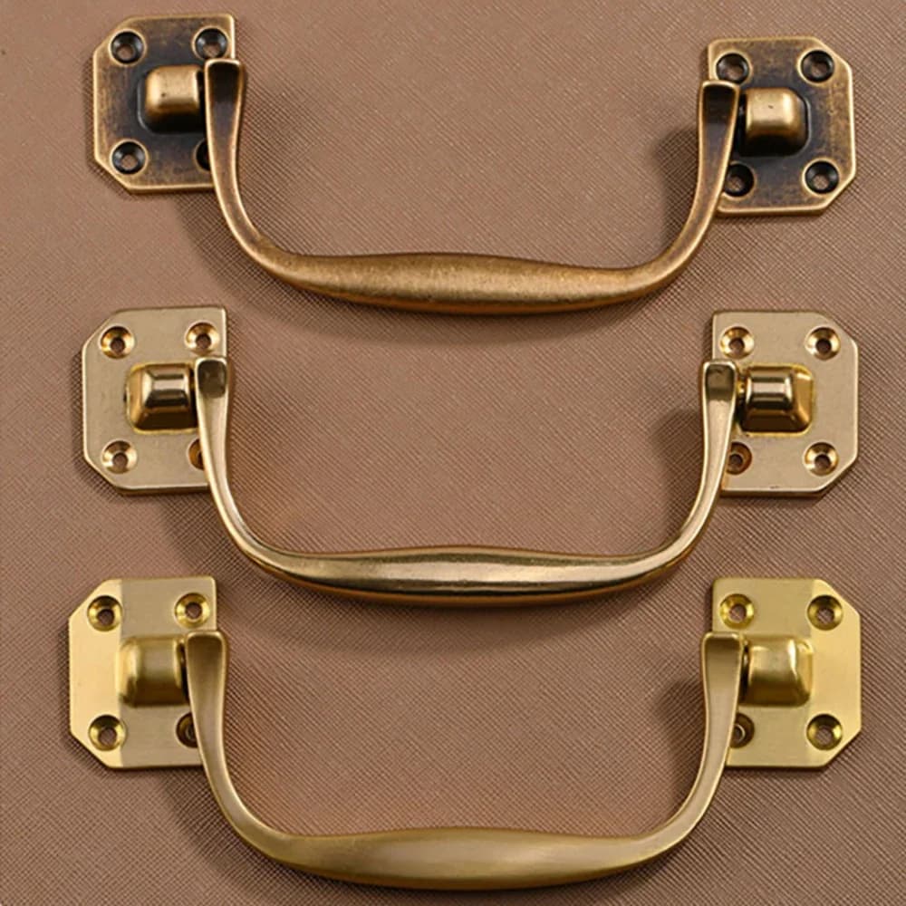 Maniglia in ottone stile cinese, maniglia antica per cassetti e ante di armadi, maniglia a doppio foro per scatole in legno di canfora e scatole in pelle