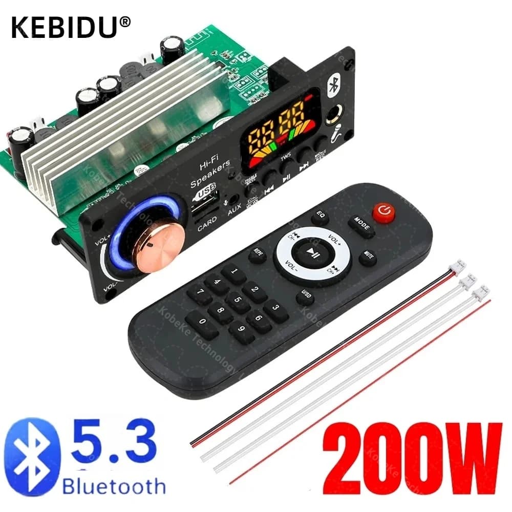 Bluetooth 5.3 FAI DA TE 200W Amplificatore MP3 Scheda di Decodifica 12V Microfono Radio FM TF USB Auto Audio Lettore Musicale Altoparlante Controllo del Volume