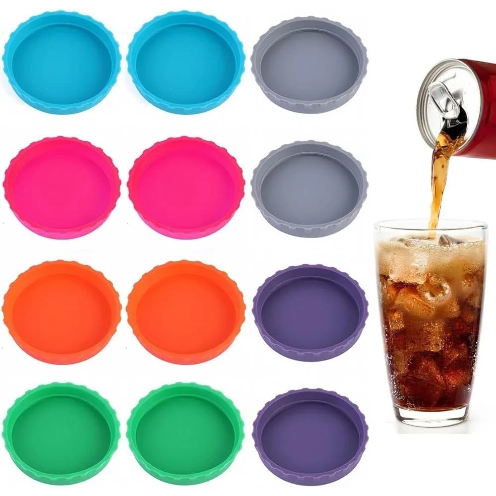 Confezione da 6 coperchi per barattoli in silicone e tappi protettivi per lattine di soda standard lavabili e riutilizzabili per birra e bevande gassate