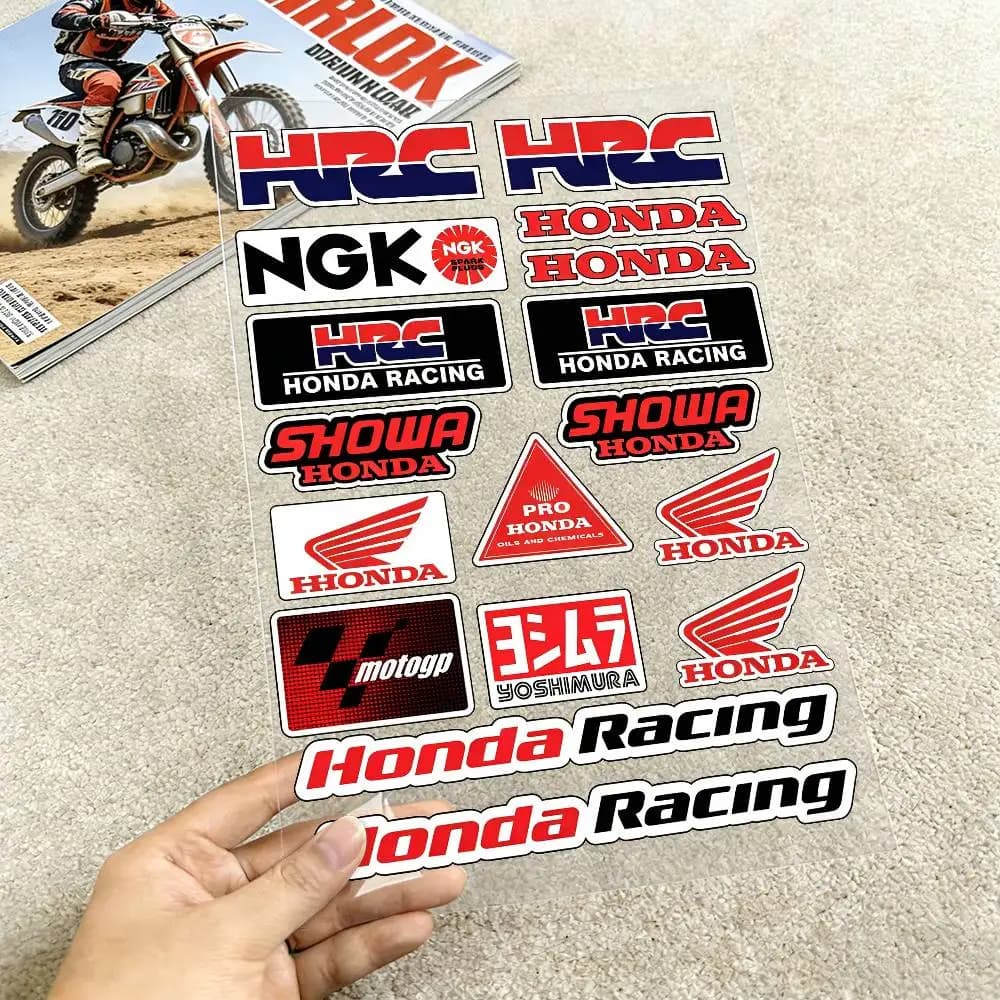 Adesivi Riflettenti Impermeabili per Moto Honda, Decalcomanie per Casco, Scooter, Serbatoio Carburante, Cassetta degli Attrezzi, Racing