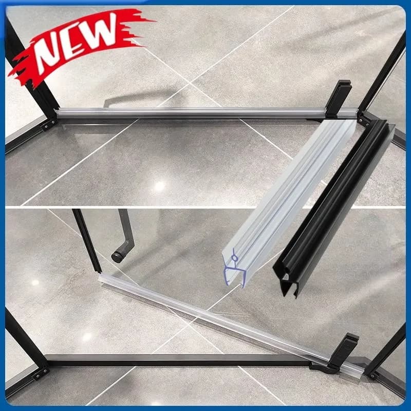 2pcs Transparent PVC Shower Screen Seal strip Anti-skid Clip Wind Water Resistant Seal For 4-12mm Glass Gap Bathroom Accessories