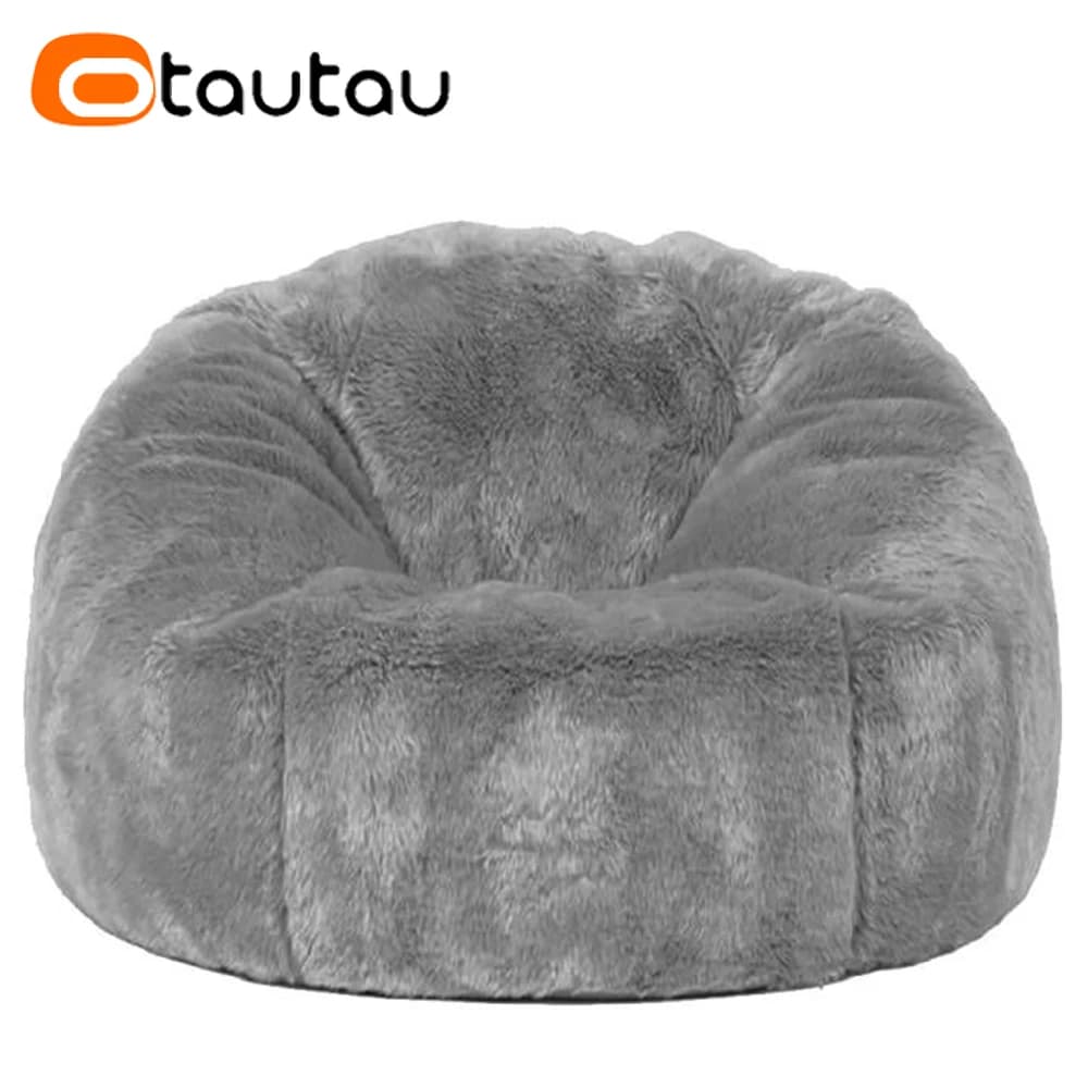 OTAUTAU Adulti Bambini Soffice Pelliccia Sintetica Bean Bag Pouf Copertura senza Riempitore Beanbag Puff Salon Ottoman Sedile Ad Angolo Sac DD003