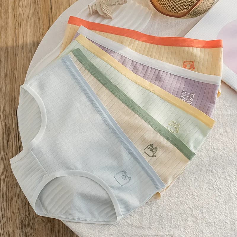 Set da 5 pezzi di pantaloni a triangolo da donna a vita media in tinta unita, in cotone traspirante, biancheria intima personalizzata da donna