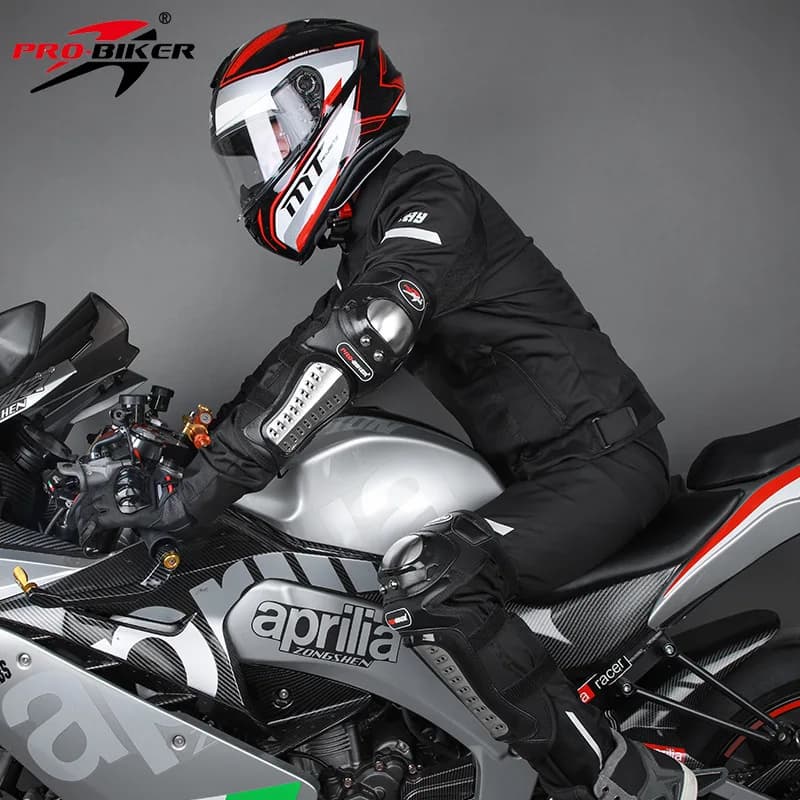 Motorcycle Stainless Steel Knee & Elbow Pads for Men Women Motocross Racing Adjustable Protective Gear Kit for Riding