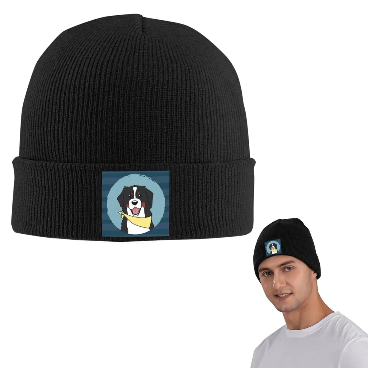 Amichevole cane da montagna berno animale caldo berretto lavorato a maglia cappello cofano hip-hop autunno inverno berretti da esterno cappelli per uomo donna adulto