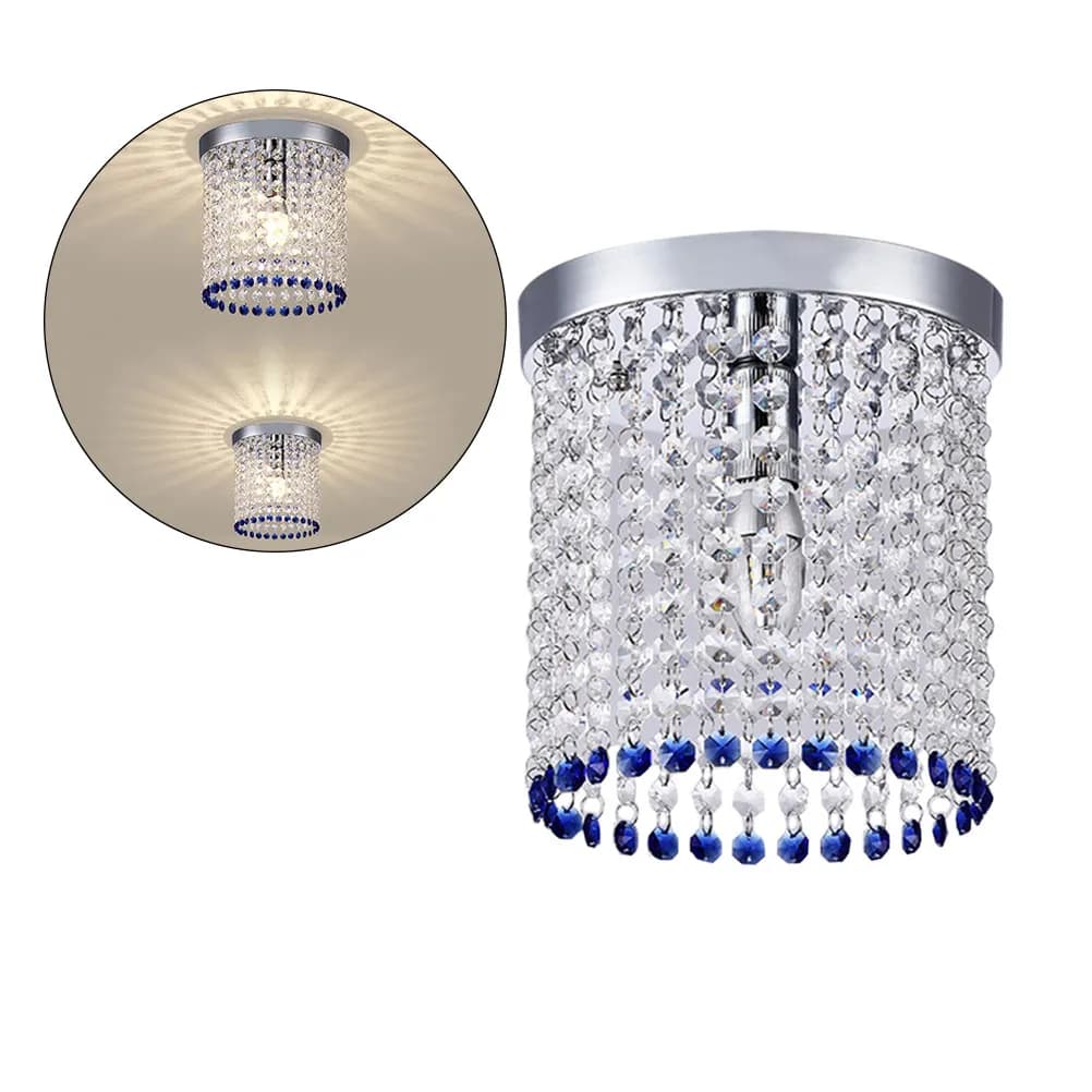 Modern Crystal LED Ceiling Lamp E14 5W Round Strip Design Stainless Steel Chassis High Heat Dissipation Bright Light for Bedroom