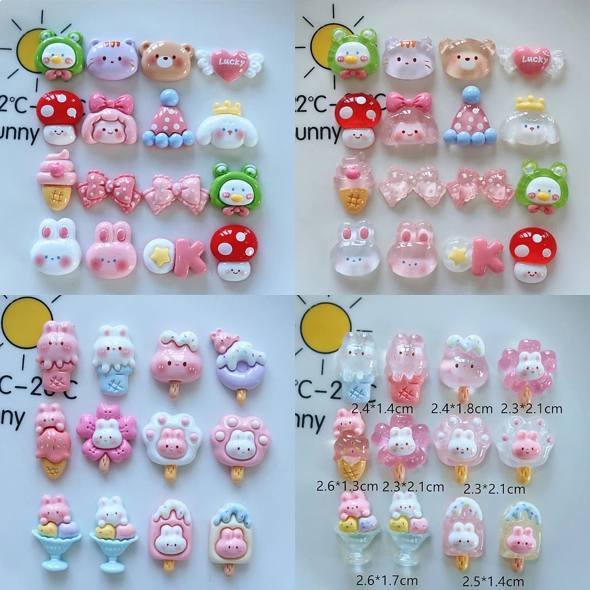 100pcs Cute Cartoon Animal Rabbit Cat Resin Flatback Cabochon DIY Phone Case Hairpin Keychain Earring Scrapbook Decor