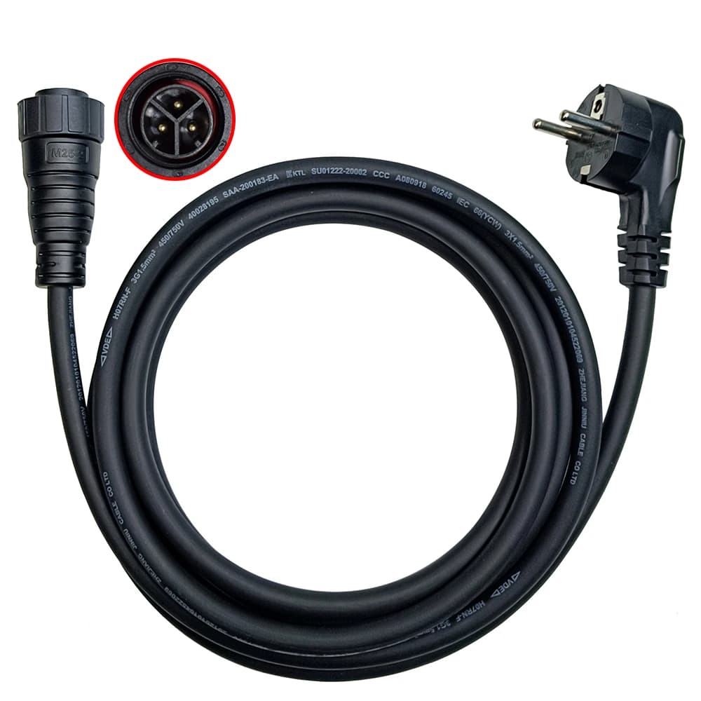 Cavo di alimentazione ca maschio M25 a 3pin con presa ue adatta per Inverter Micro Grid Tie serie WVC 600-2800W 3 metri 9.8 piedi