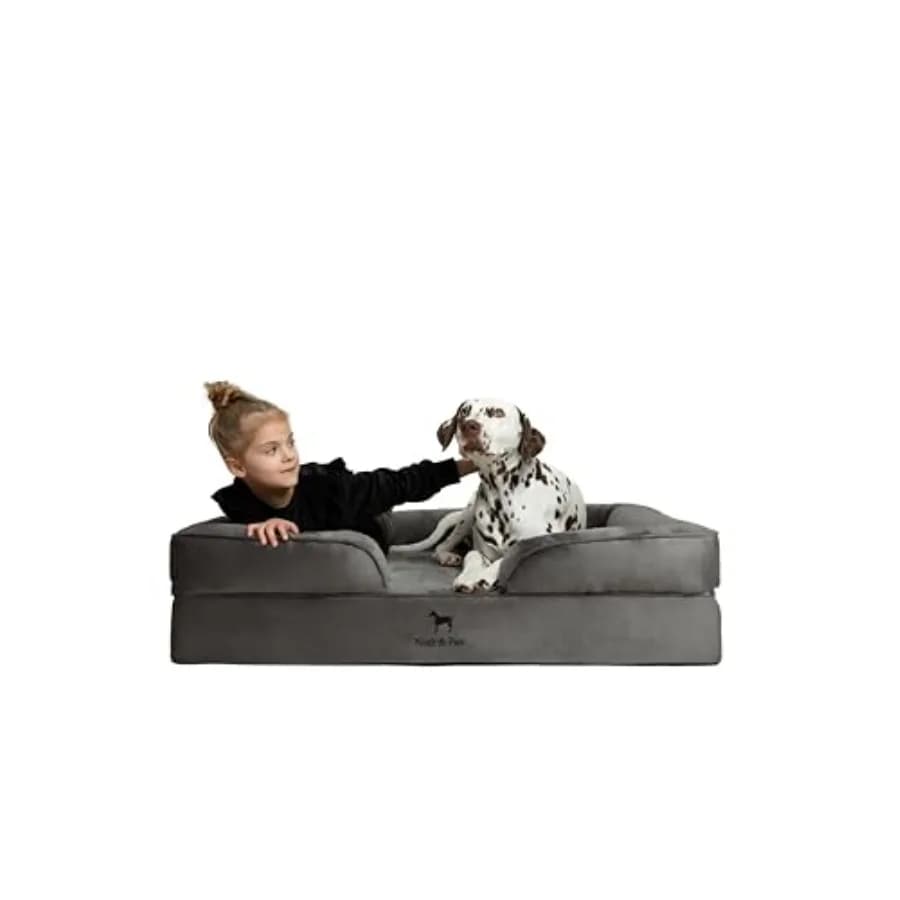 Cuccia XL per Cani 45x35x11 Pollici, Ortopedica con Memory Foam a Guscio d'Uovo e Gel Rinfrescante, Rivestimento Interno Impermeabile Lavabile in Lavatrice