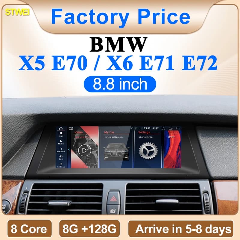 STWE New 8.8 inch car media players for BMW E70 E71 Wireless CarPlay Android AUTO ID6 ID7 ID8 GPS navigation Bluetooth Music