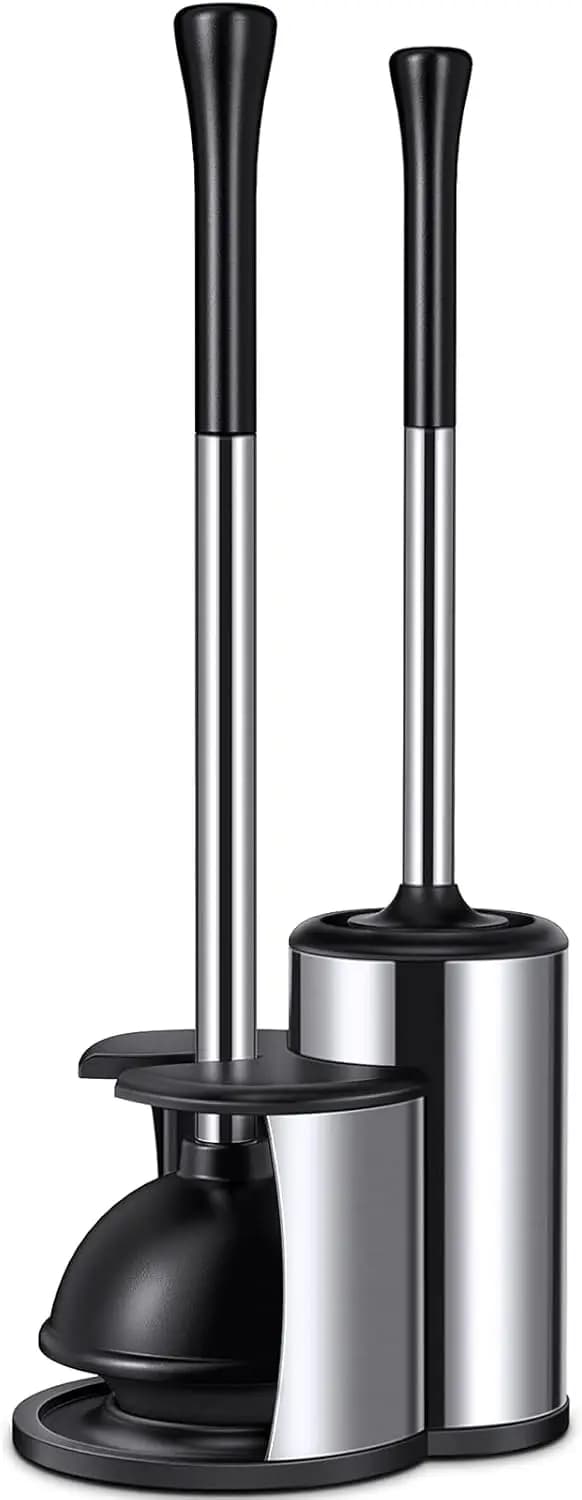 HAMITOR Set Spazzola e Sturalavandini per WC: Porta Sturalavandini e Spazzola per la Pulizia del WC, Robusto e Salvaspazio