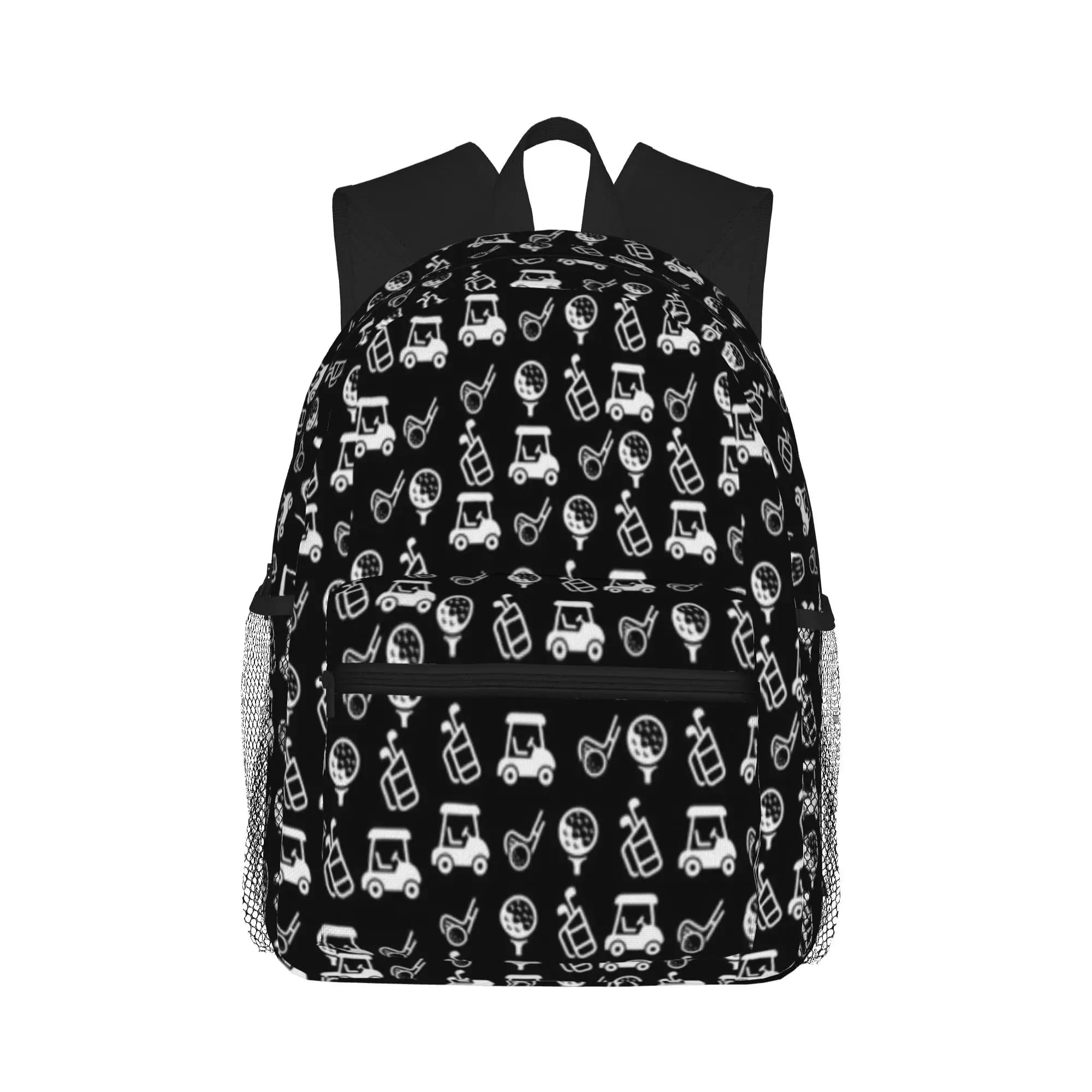 Zaino Casual con Motivo Mazze da Golf, Palline e Carrello - Borsa per Studenti e Adulti
