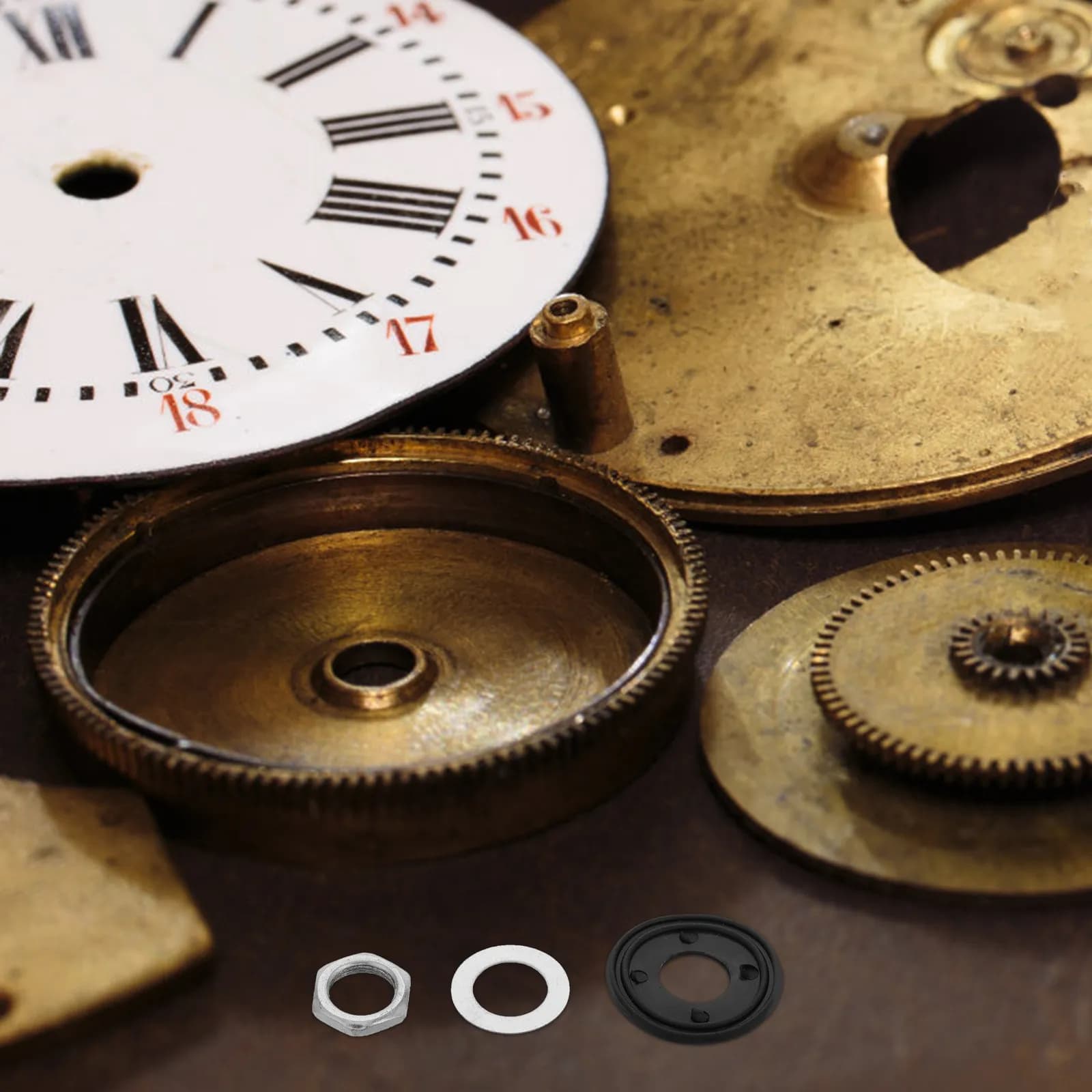 12Sets Quartz Clock Mechanism Parts Kit Washers Nuts Gaskets for Wall Clock Repair DIY Accessories Part Replacement
