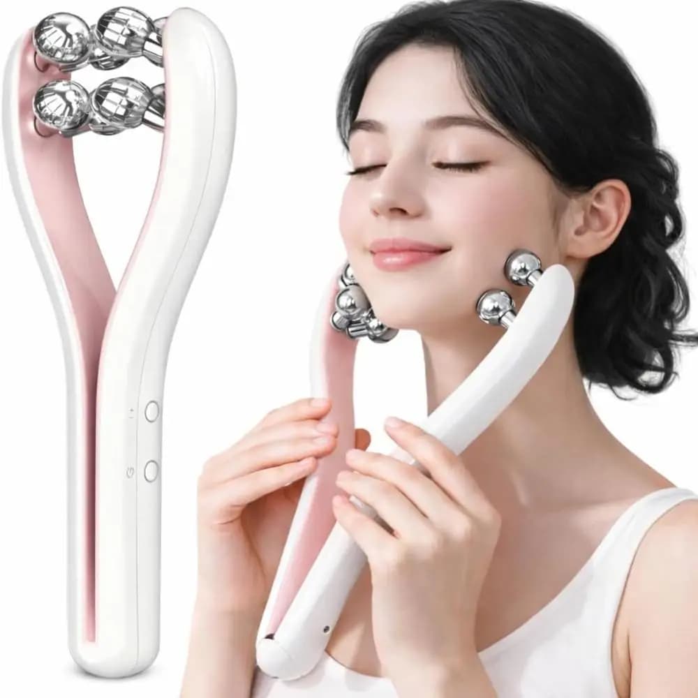 with 3D Roller Wireless Microcurrent Facial Massager Rechargeable 3 Intensity Levels Lifting Toning Tool Easy to Use Portable