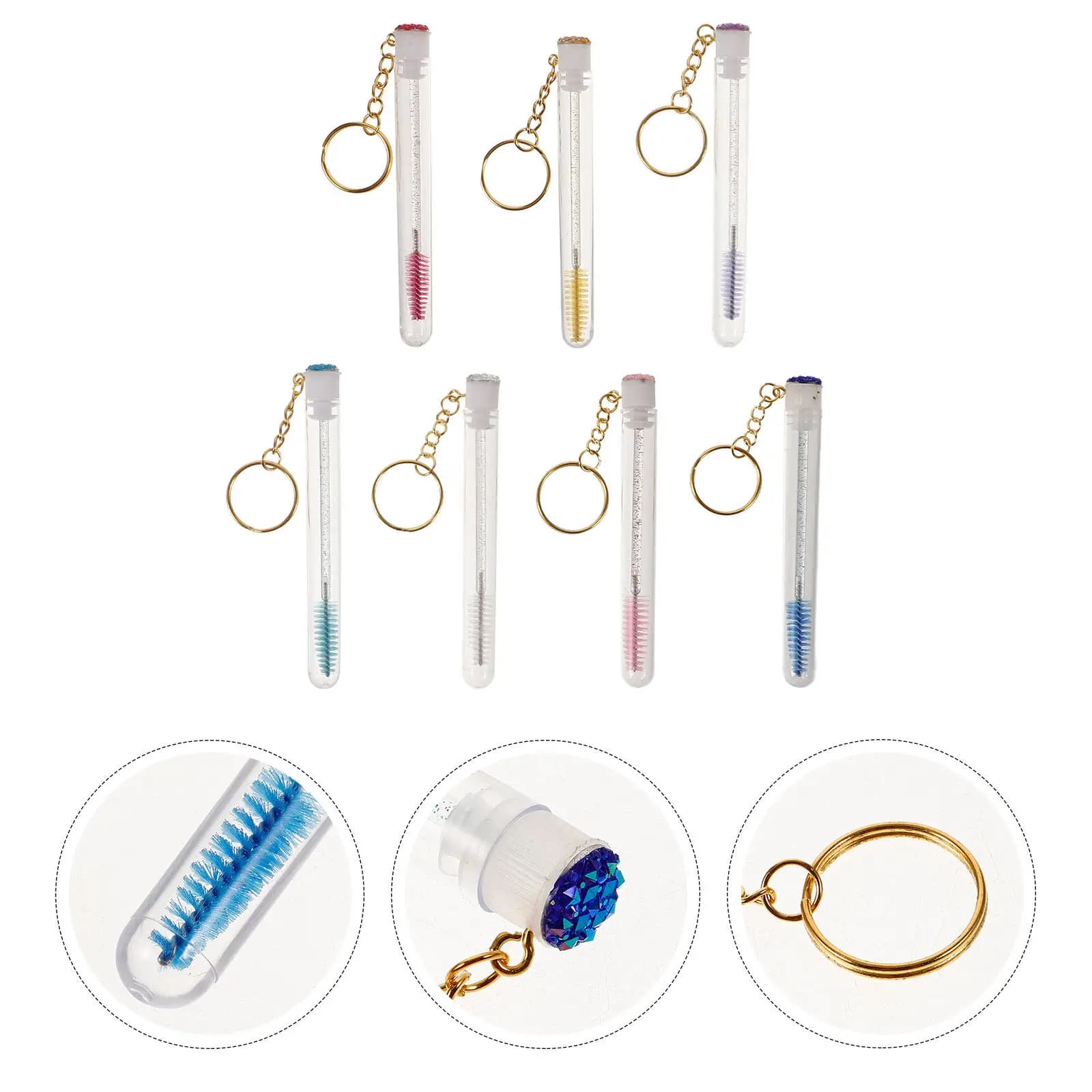 Set of 8 Brushes Crystal Candles for Eyelashes, Delicate Seeds Reusable for Mascara and Eyebrow Application, Makeup Tools
