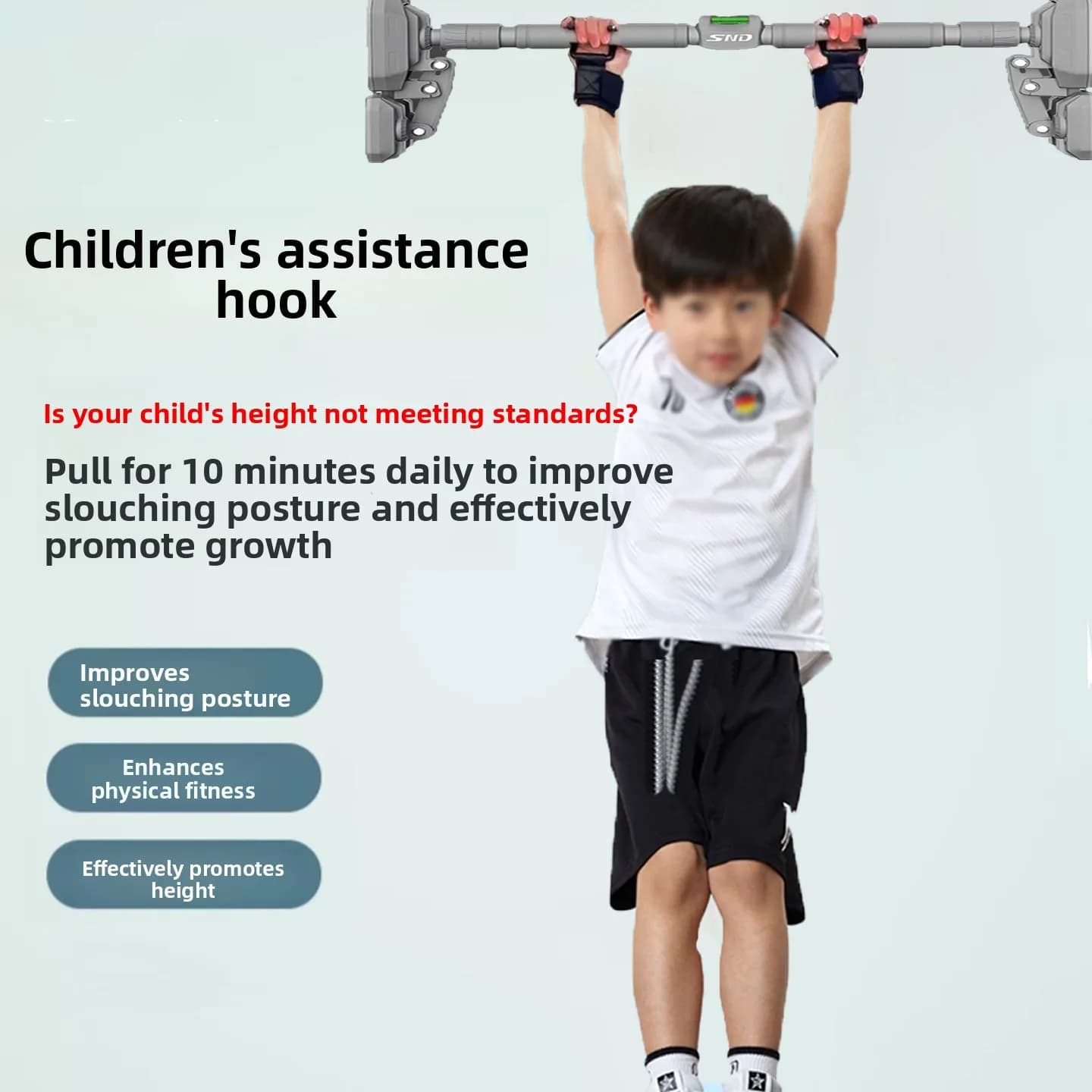 Attrezzatura per l'allenamento della crescita dei bambini: Barra alta singola per trazioni a casa, gancio ausiliario per stretching, attrezzatura sportiva per esami di media durata